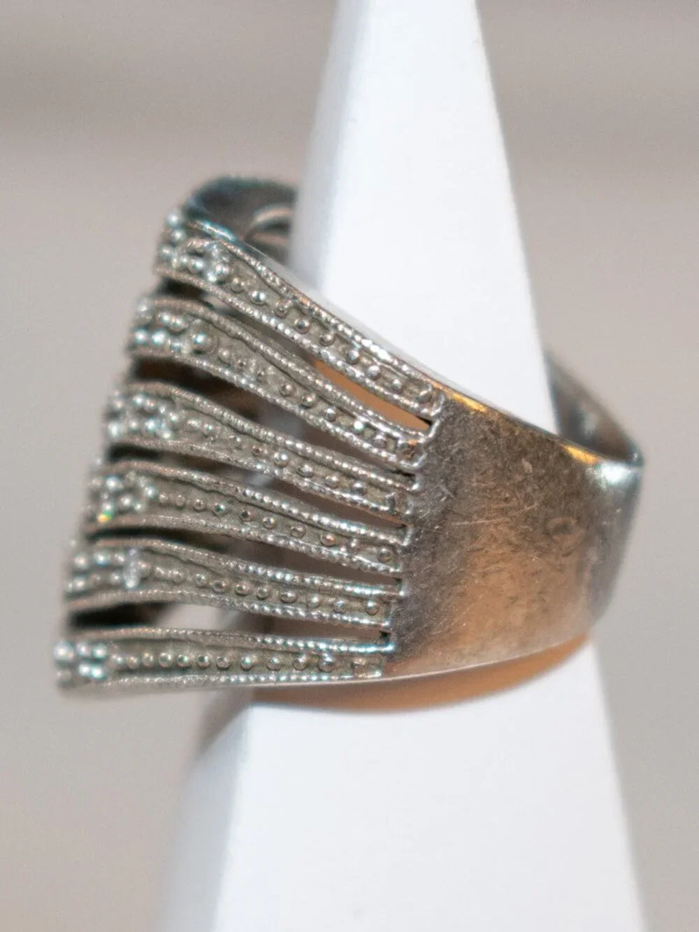 Banana Republic Sterling Silver 925 Cubic Zirconia Wave Style Pave Bands Ring
